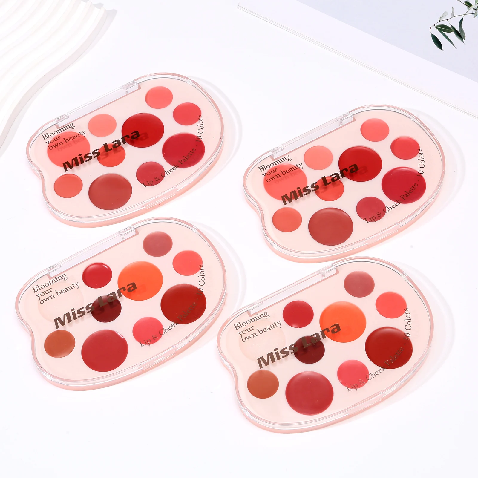 Miss Lara cream blush lip palette applied on cheeks and lips for natural non-cakey finish