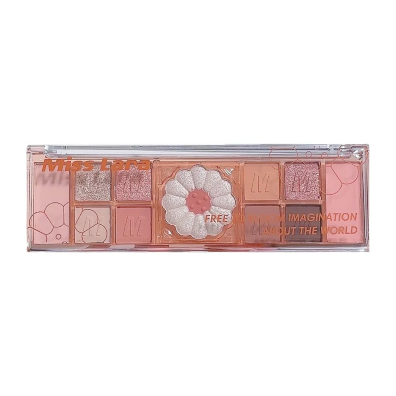 beginner-eyeshadow-palette-stop-ruining-looks-with-12-blended-shimmers-neutral-t-mis-w76hhm3t-1 Twelve-color flower eyeshadow palette by Miss Lara showcasing matte and shimmer neutral tones for beginner-friendly eye makeup, perfect for stress-free daily looks