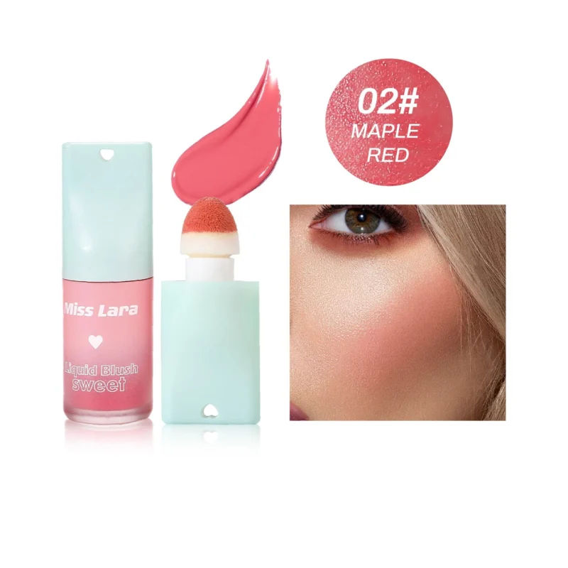 no-more-cakey-makeup-mess-free-liquid-blush-with-self-blending-sponge-tip-mis-pr6zwe33-1 woman applying mess-free liquid blush with sponge tip for natural brightening makeup look