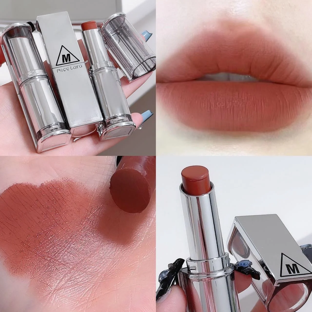 no-more-lip-fades-miss-lara-matte-lipstick-for-non-stick-cup-all-day-wear-mis-pj4gab3g-desc-1 Miss Lara non-stick cup matte lipstick for dry lips showing vibrant color on model with coffee cup nearby
