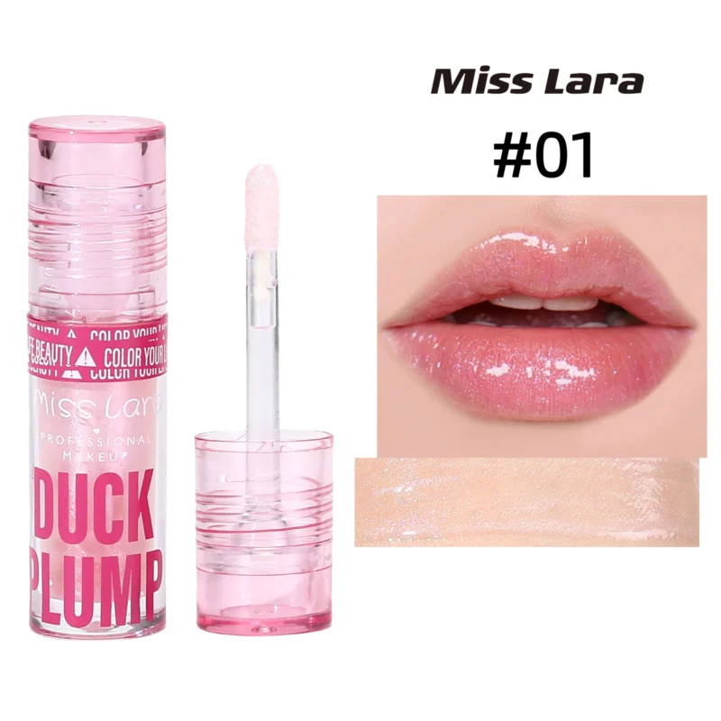 non-sticky-plumping-lip-gloss-oil-instant-dry-lip-relief-shine-mis-smx362nv-1 Miss Lara non-sticky plumping lip gloss with pearlescent mermaid glitter on smooth hydrated lips