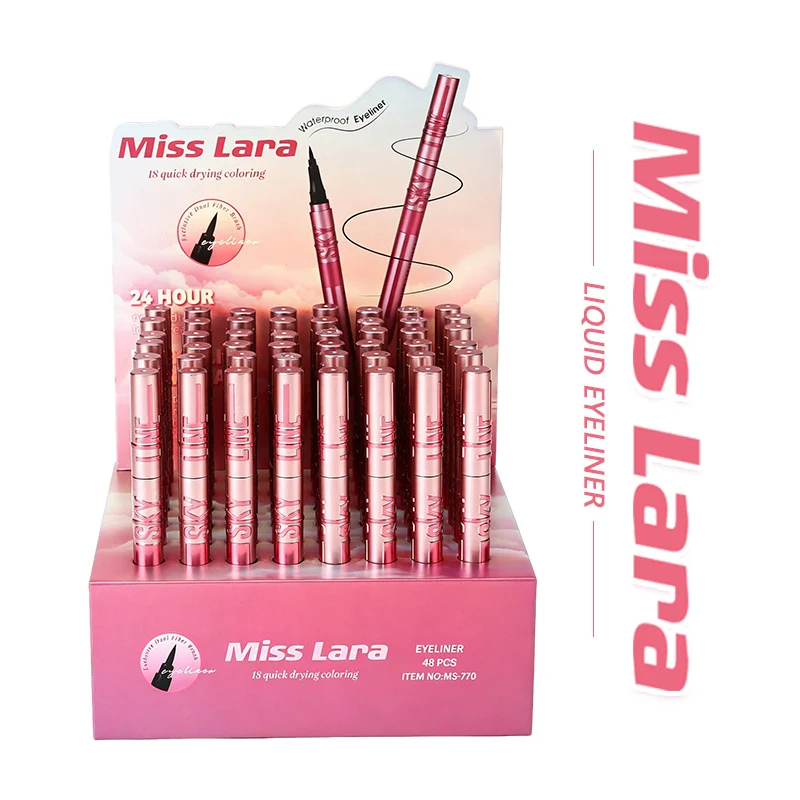 smudge-free-precision-liquid-eyeliner-stop-mascara-smudging-instantly-mis-7m44pqwk-desc-6 Woman applying MISS LARA smudge-proof liquid eyeliner creating a sharp wing without smudging on oily skin