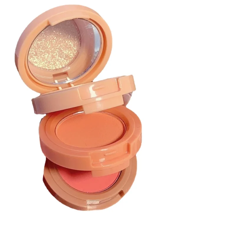 3-in-1 creamy blush and highlighter palette solving makeup clutter for long-lasting, smudge-proof results
